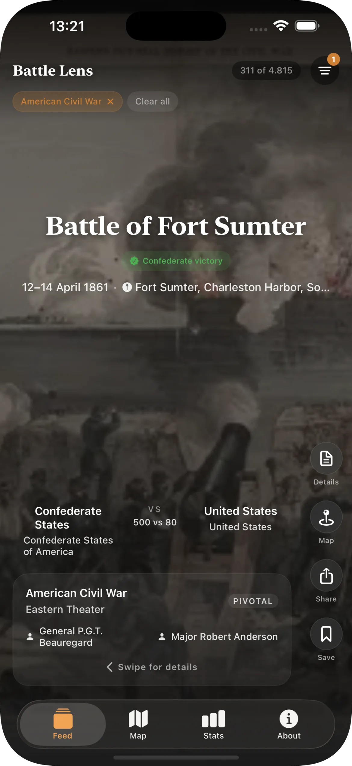 Full-screen battle feed